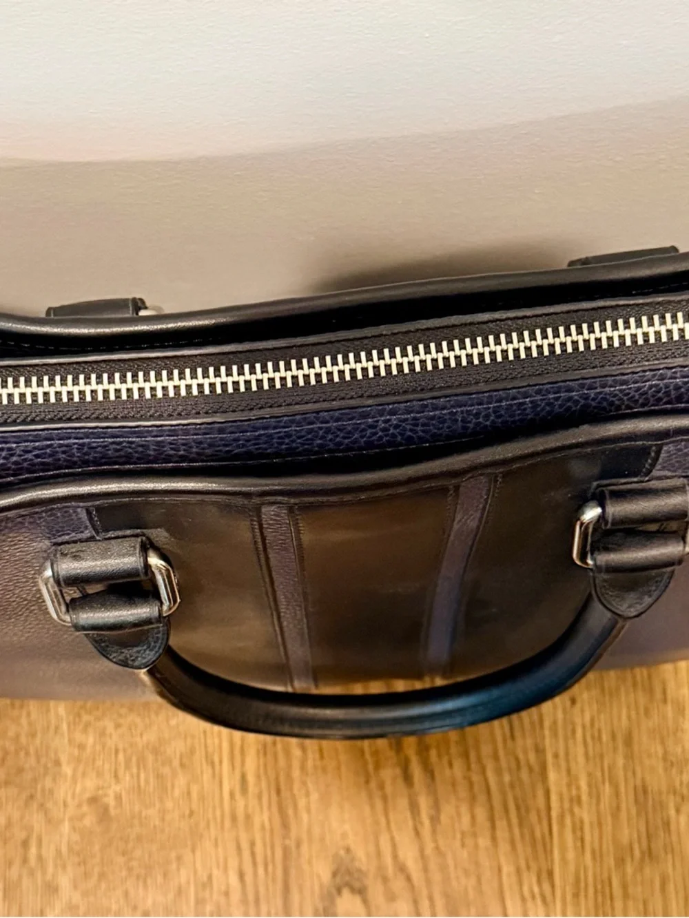 Coach Metropolitan Slim Brief – Navy and Black Pebbled Leather Laptop Bag NWOT